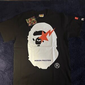 Bape Heron Preston Black and White tee size medium